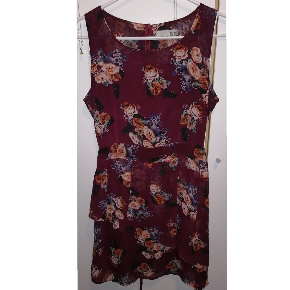 Red floral dress S/M - Picture 3 of 11